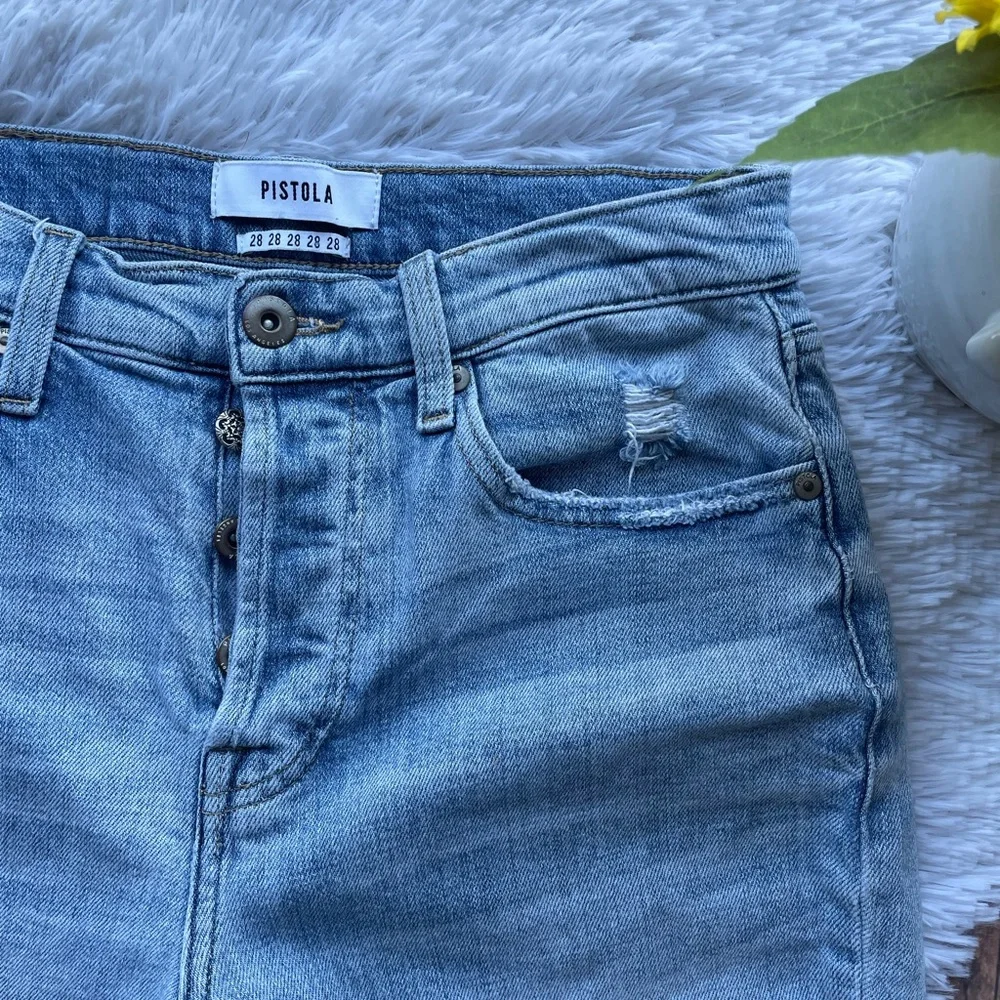 Pistola Button Fly Distressed Light wash jean